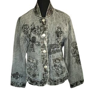 Vintage Flashback Womens Whimsigoth Denim Jacket Medium Boho Grunge Witchy Fairy
